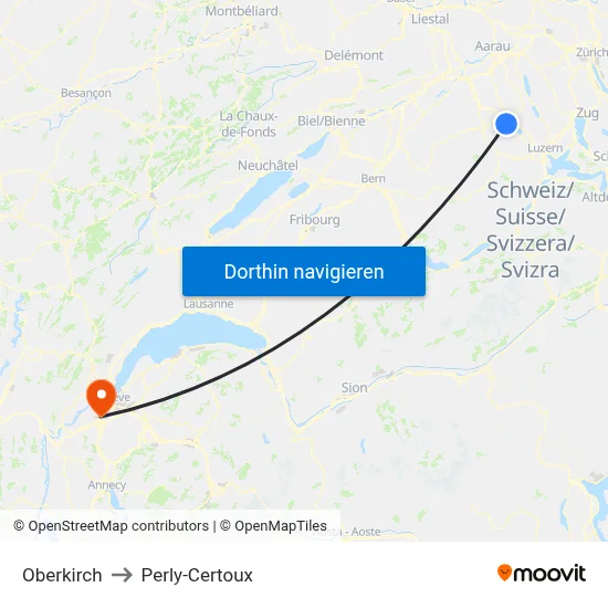 Oberkirch to Perly-Certoux map