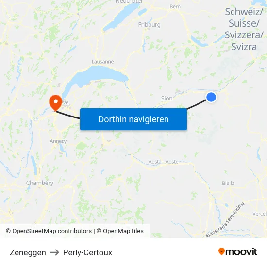 Zeneggen to Perly-Certoux map