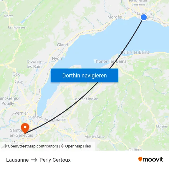 Lausanne to Perly-Certoux map