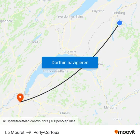 Le Mouret to Perly-Certoux map