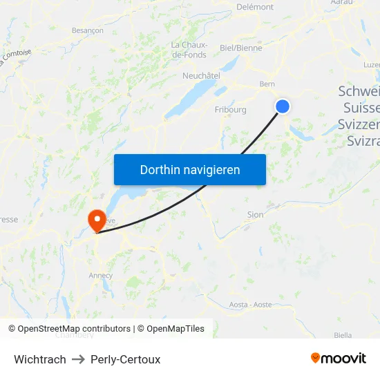 Wichtrach to Perly-Certoux map