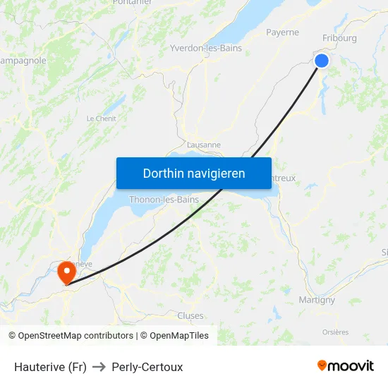 Hauterive (Fr) to Perly-Certoux map
