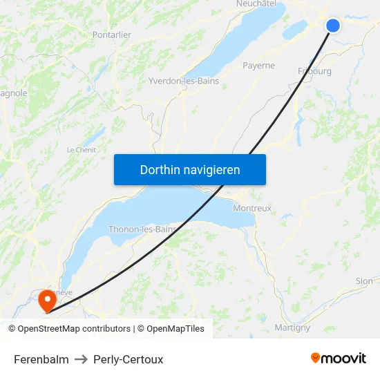 Ferenbalm to Perly-Certoux map