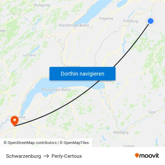 Schwarzenburg to Perly-Certoux map