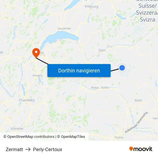Zermatt to Perly-Certoux map
