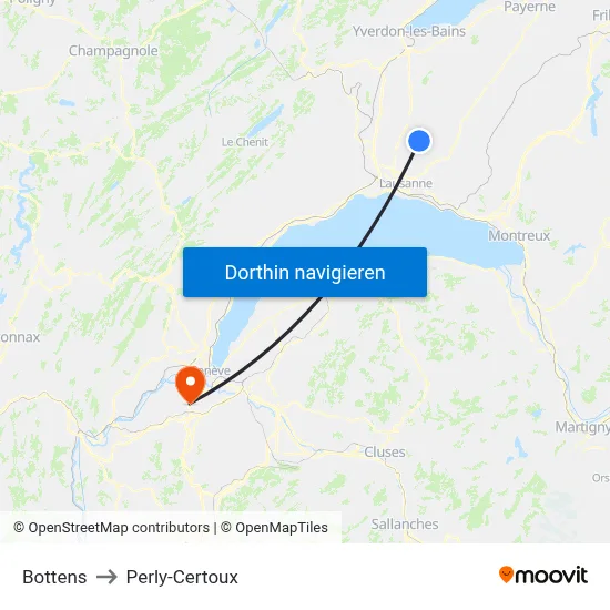 Bottens to Perly-Certoux map