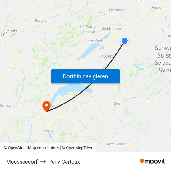 Moosseedorf to Perly-Certoux map