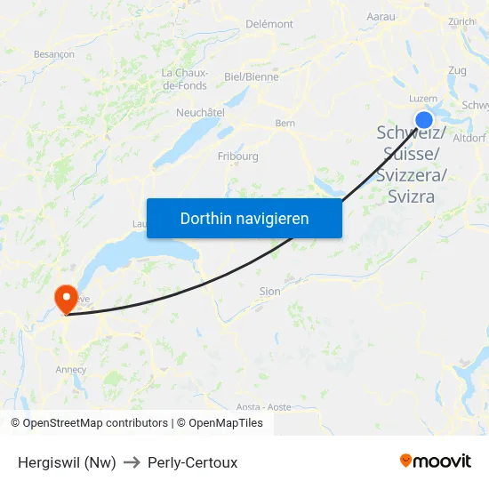 Hergiswil (Nw) to Perly-Certoux map