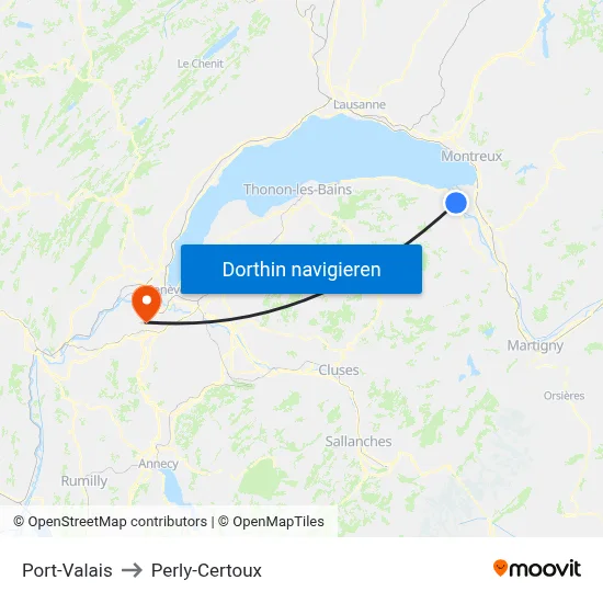 Port-Valais to Perly-Certoux map