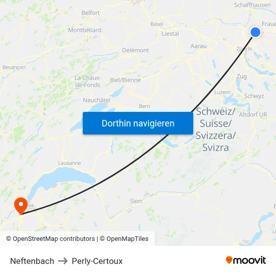 Neftenbach to Perly-Certoux map
