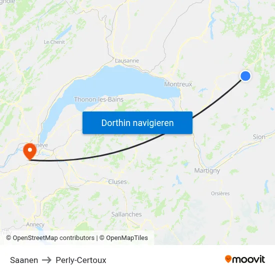 Saanen to Perly-Certoux map