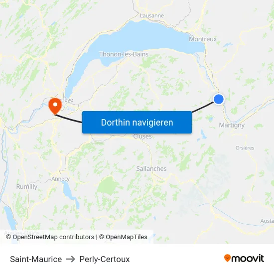 Saint-Maurice to Perly-Certoux map