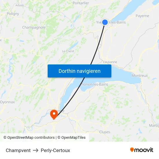 Champvent to Perly-Certoux map