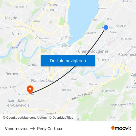 Vandœuvres to Perly-Certoux map