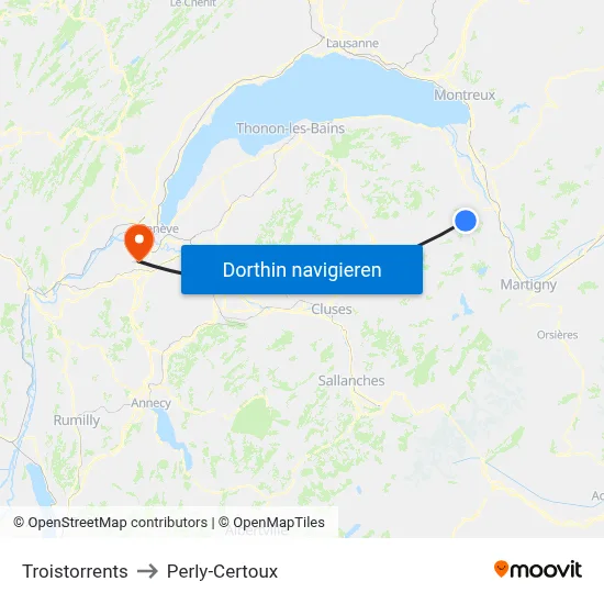 Troistorrents to Perly-Certoux map