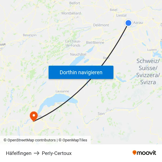 Häfelfingen to Perly-Certoux map