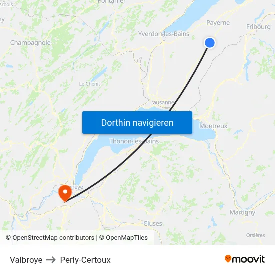 Valbroye to Perly-Certoux map