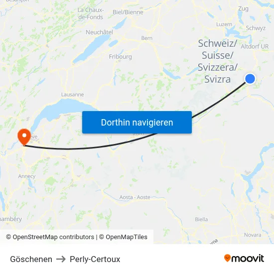 Göschenen to Perly-Certoux map