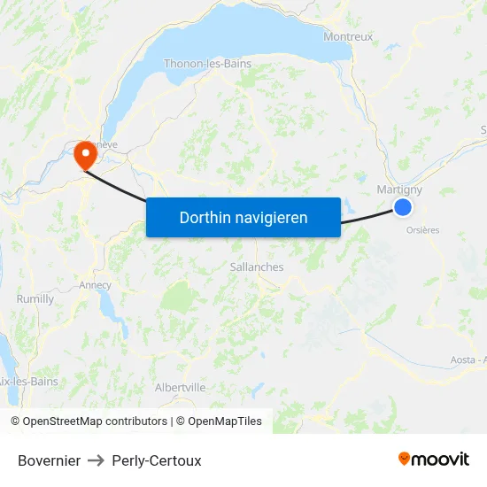 Bovernier to Perly-Certoux map