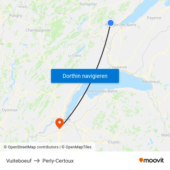 Vuiteboeuf to Perly-Certoux map