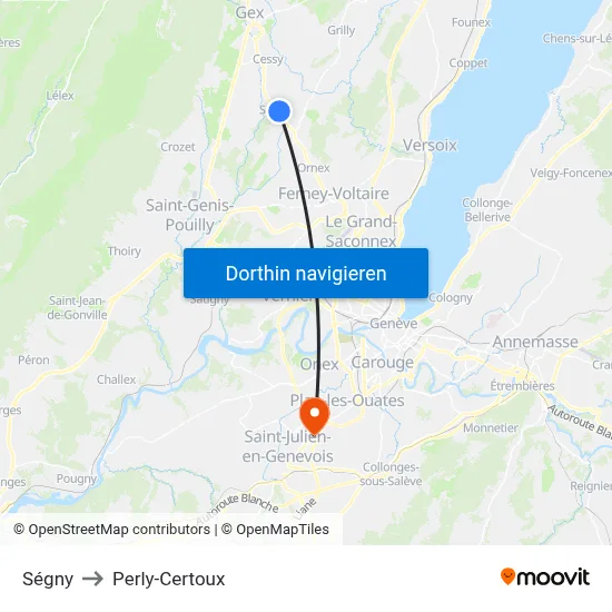 Ségny to Perly-Certoux map