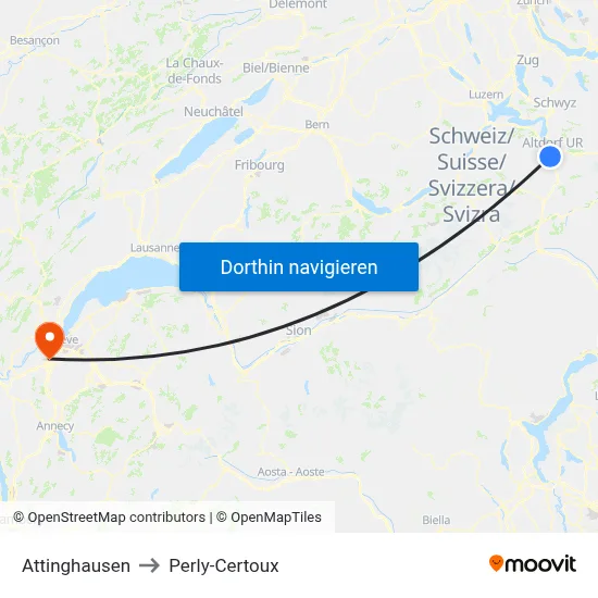 Attinghausen to Perly-Certoux map
