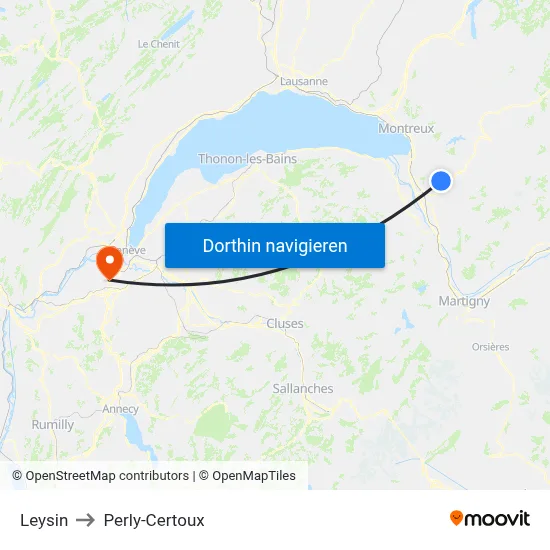 Leysin to Perly-Certoux map