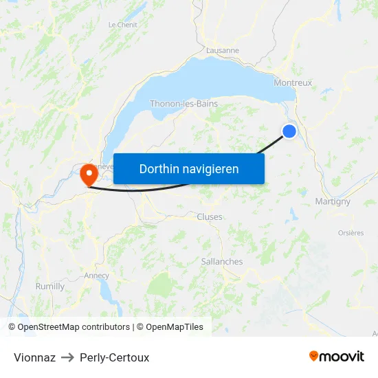 Vionnaz to Perly-Certoux map