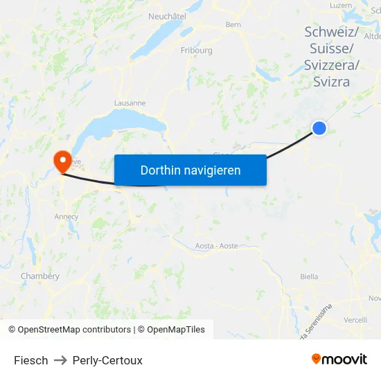 Fiesch to Perly-Certoux map