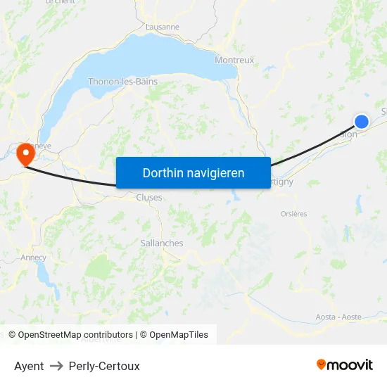 Ayent to Perly-Certoux map