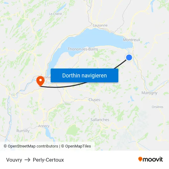 Vouvry to Perly-Certoux map