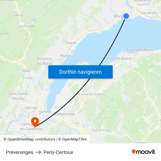 Préverenges to Perly-Certoux map