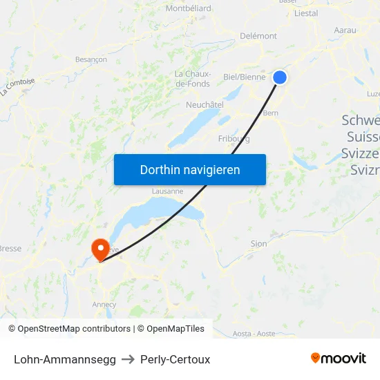 Lohn-Ammannsegg to Perly-Certoux map
