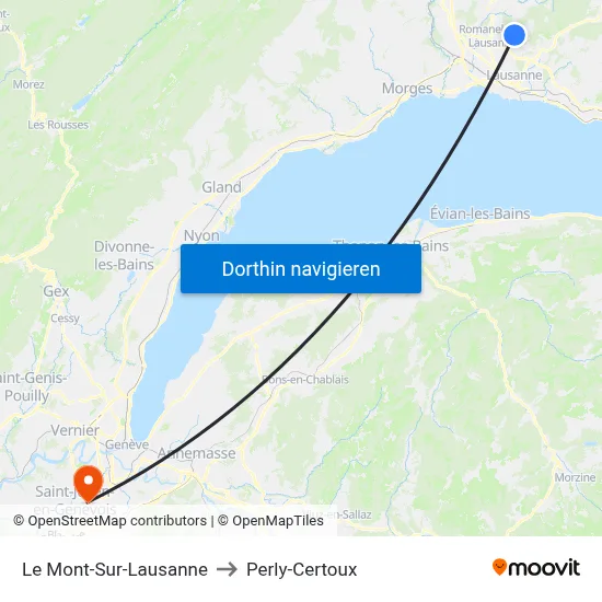 Le Mont-Sur-Lausanne to Perly-Certoux map