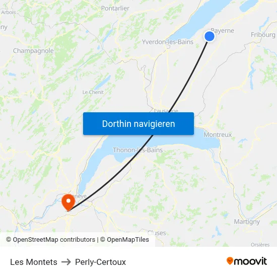 Les Montets to Perly-Certoux map