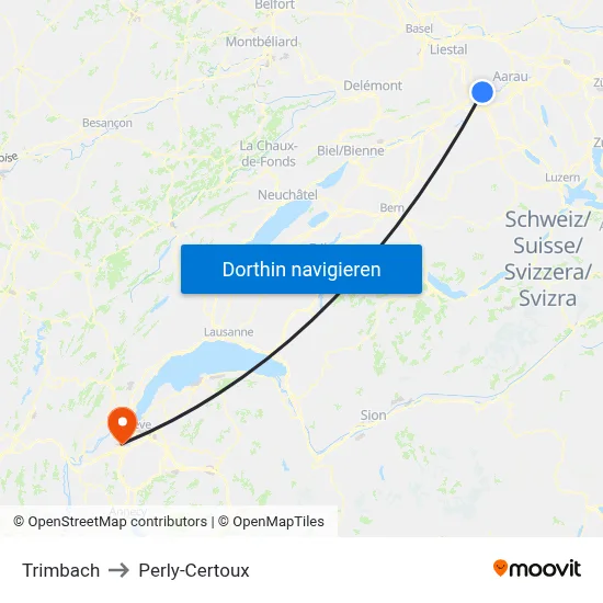 Trimbach to Perly-Certoux map