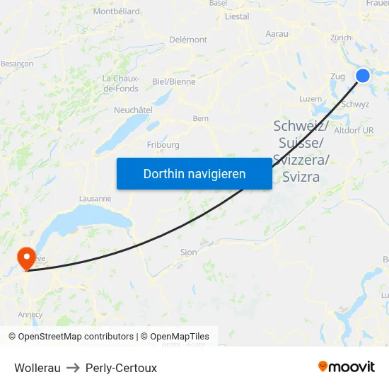 Wollerau to Perly-Certoux map