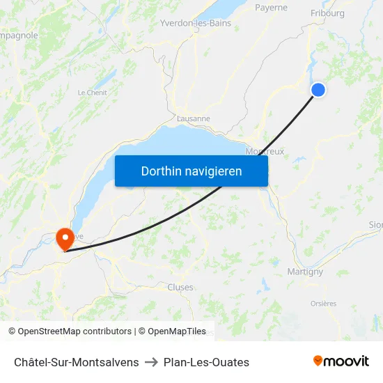 Châtel-Sur-Montsalvens to Plan-Les-Ouates map