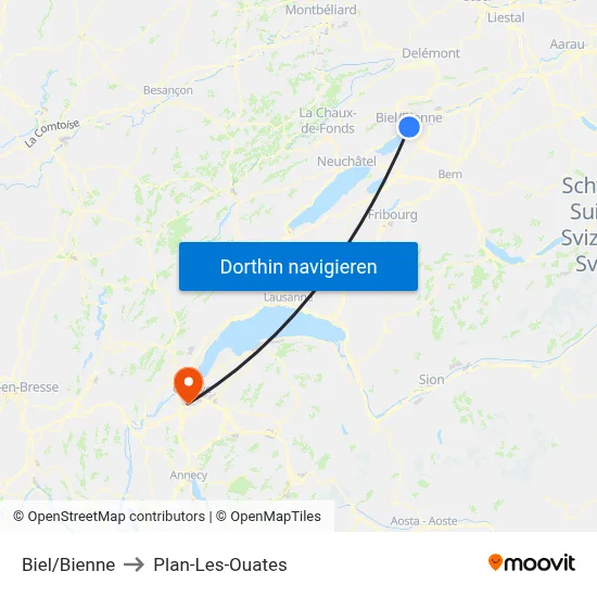 Biel/Bienne to Plan-Les-Ouates map
