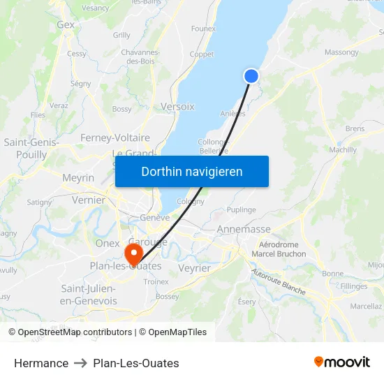 Hermance to Plan-Les-Ouates map