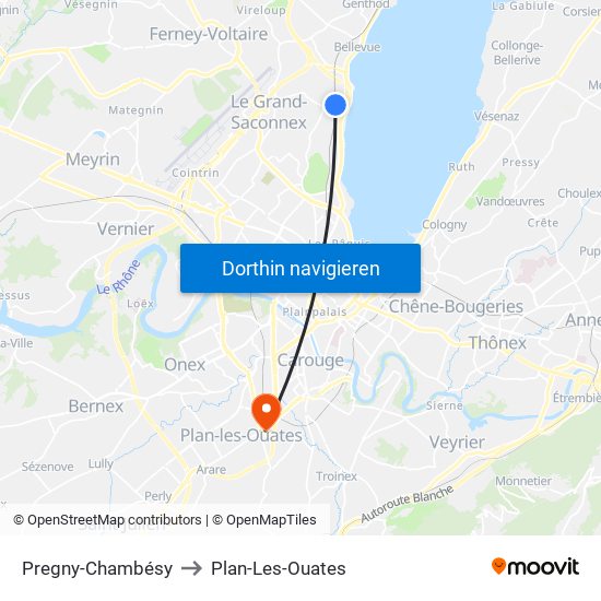 Pregny-Chambésy to Plan-Les-Ouates map