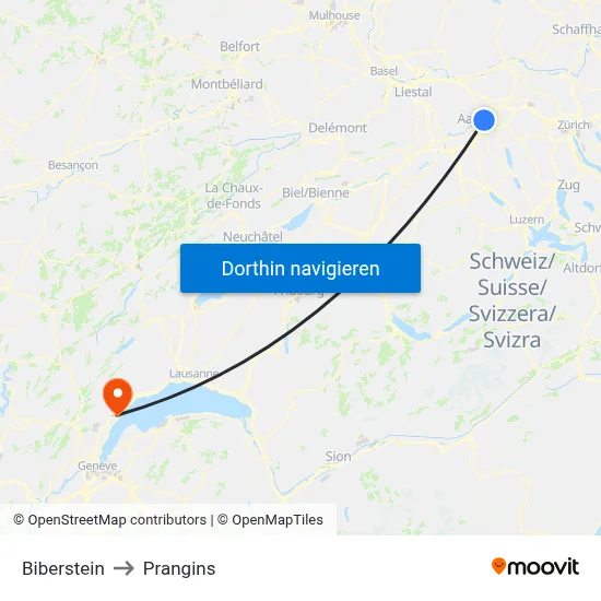 Biberstein to Prangins map