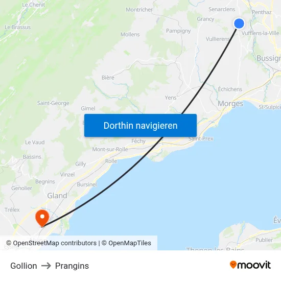 Gollion to Prangins map