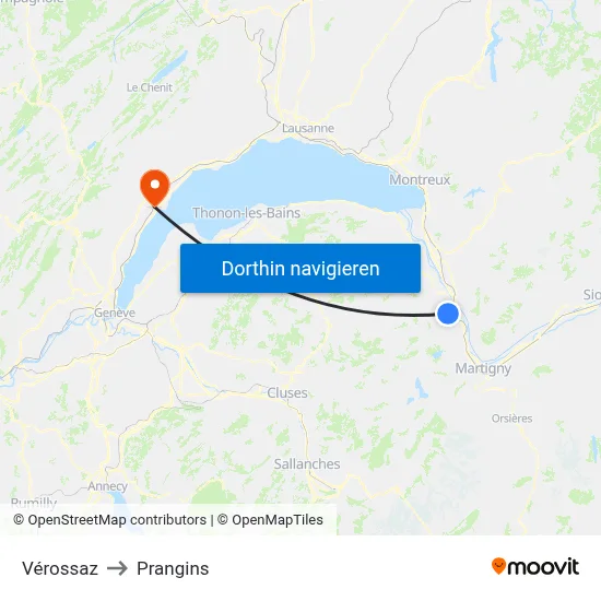 Vérossaz to Prangins map