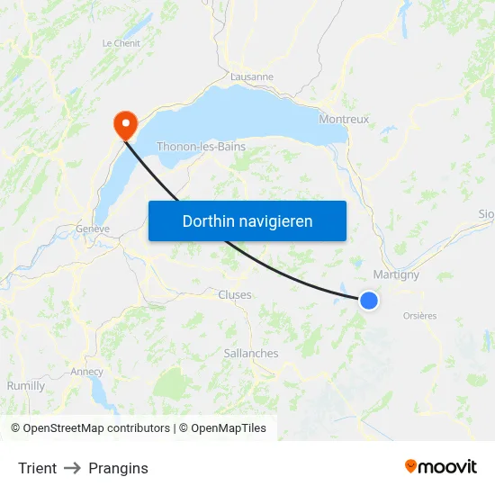 Trient to Prangins map