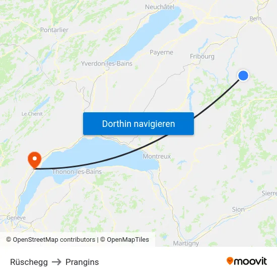Rüschegg to Prangins map