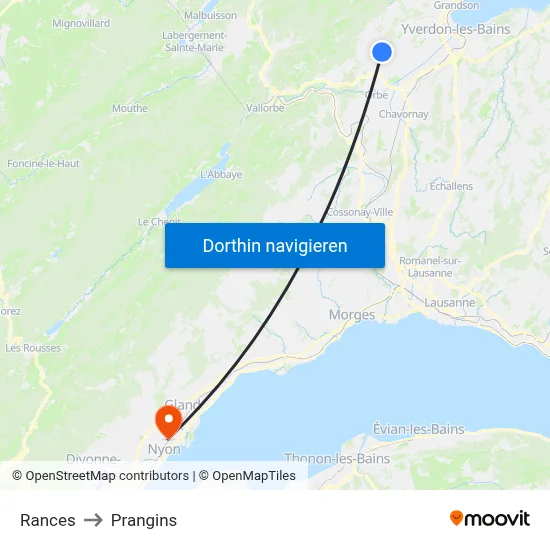 Rances to Prangins map