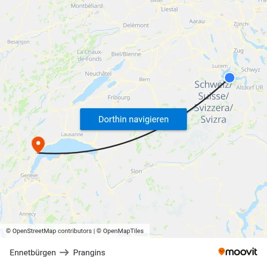 Ennetbürgen to Prangins map