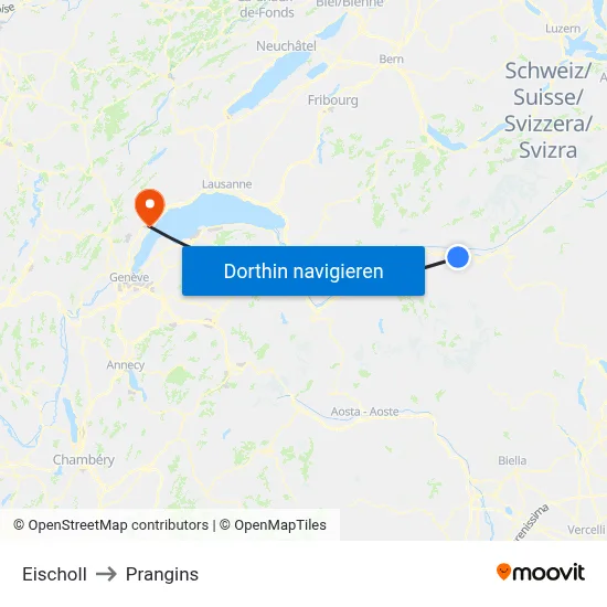 Eischoll to Prangins map