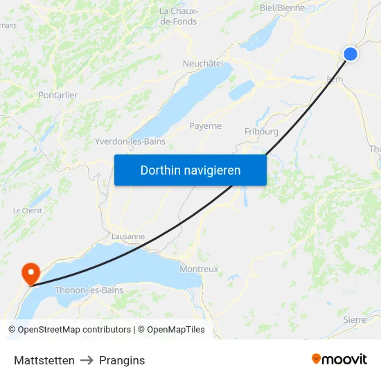 Mattstetten to Prangins map